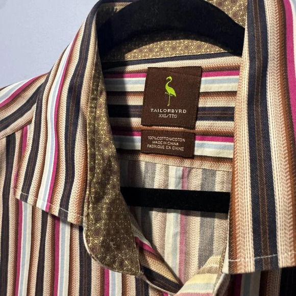 Tailor Byrd size XXL stripe shirt 100%  cotton‎ - Picture 3 of 4